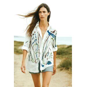 Vintage Retro Y2K Hand Painted Bagutta Linen Art to Wear Abstract Original